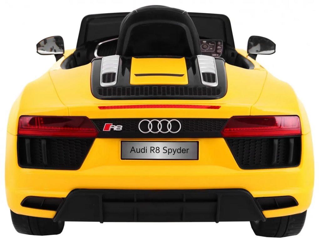 Carro elétrico para Crianças 12V AUDI R8 Spyder RS Rodas de EVA, controlo remoto Amarelo