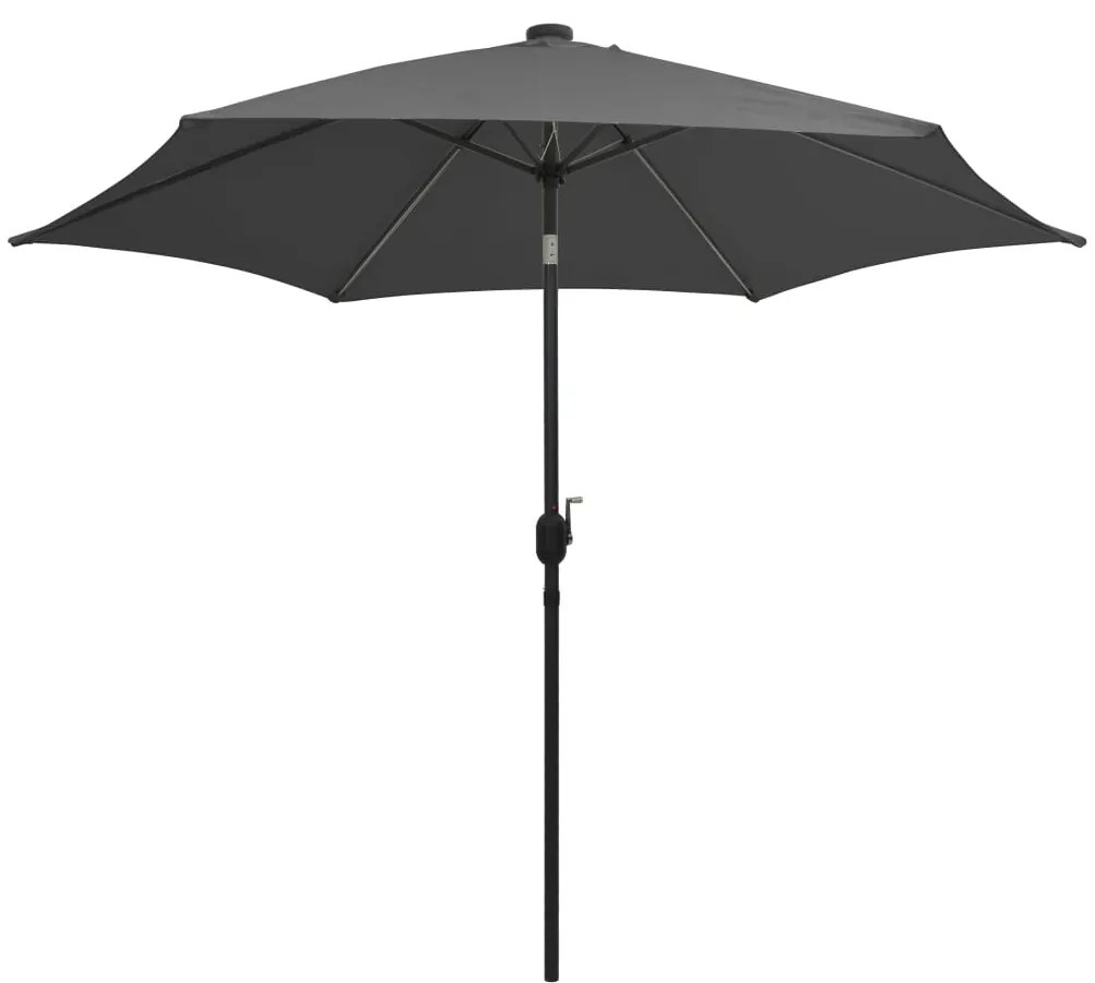 Guarda-sol jardim c/ luzes LED/poste alumínio 300 cm antracite