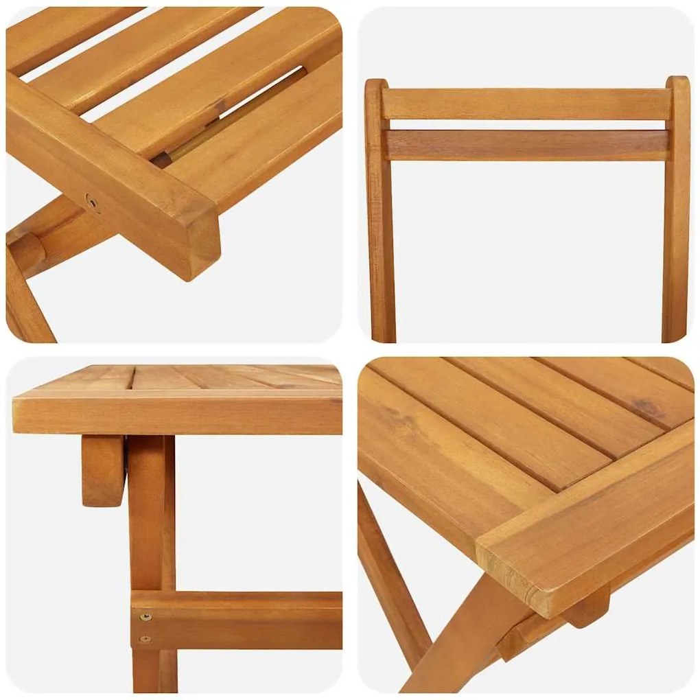 Conjunto Bistro Dobrável de 5 Peças Madeira Maciça Acácia