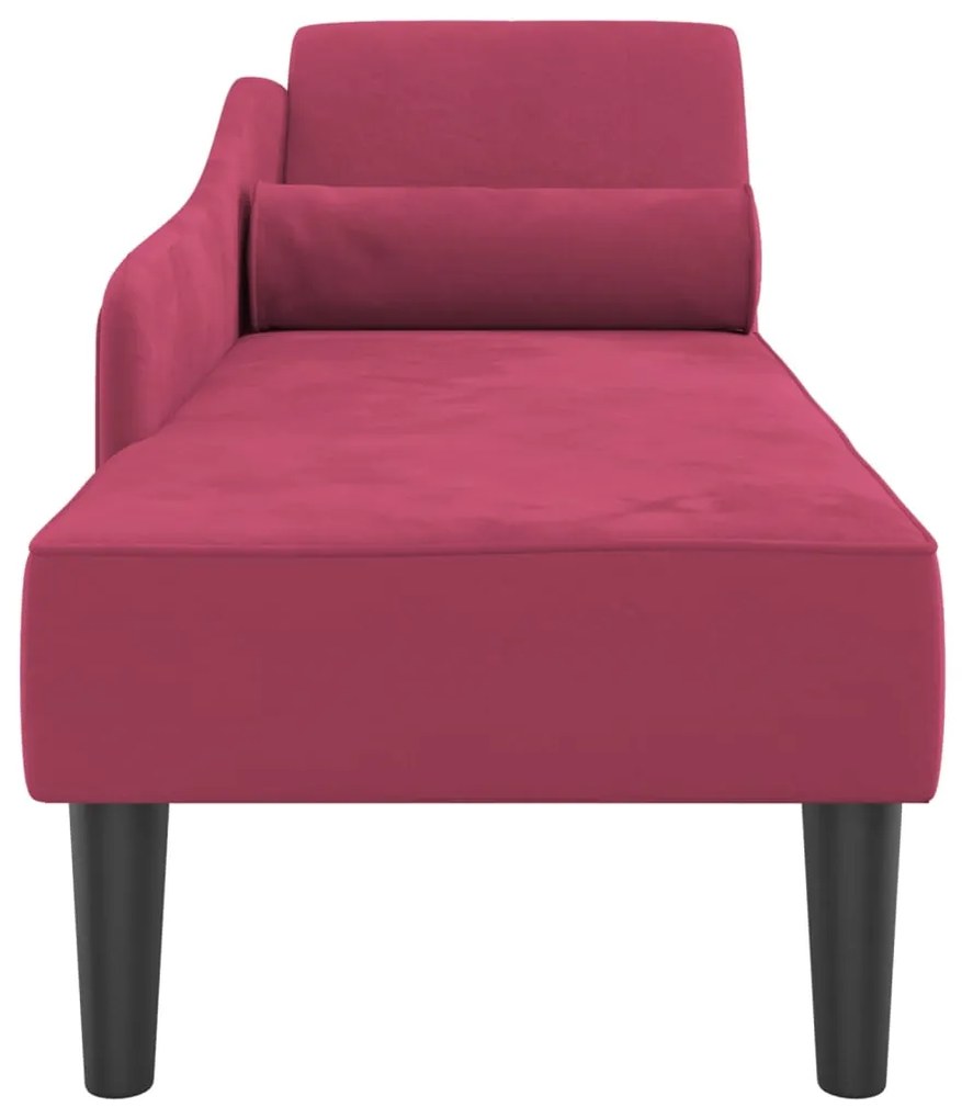 Chaise longue com almofadões veludo vermelho tinto