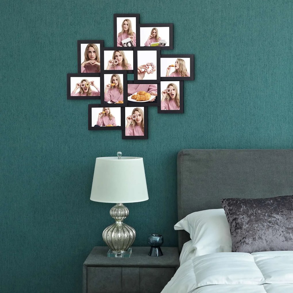 Moldura para colagem de 12 fotografias 10 x 15 cm preto