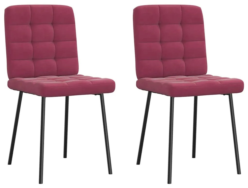 Cadeiras de jantar 2 pcs veludo vermelho tinto