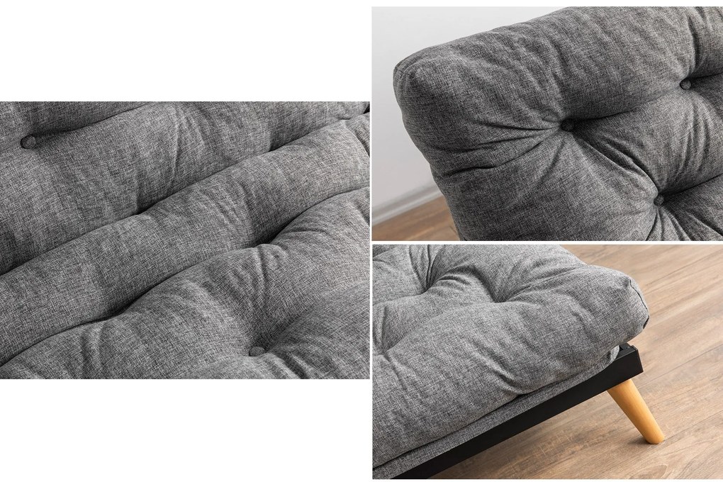 Sofá-cama de 3 Lugares Saki – Cinzento Claro – 185x82x92 cm