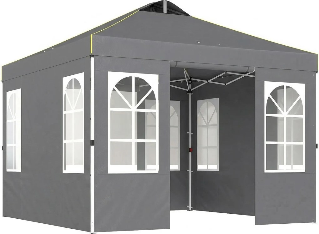 Outsunny Tenda Dobrável de Jardim 3x3 m Pop-up com UPF50+ 4 Laterais Removíveis Altura Ajustável e Bolsa de Transporte Cinzento | AOSOM Portugal