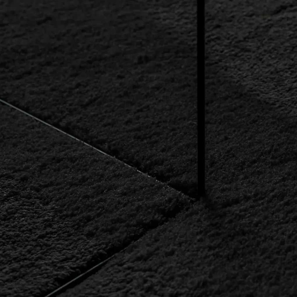 Tapete pelo curto macio e lavável HUARTE 140x200 cm preto