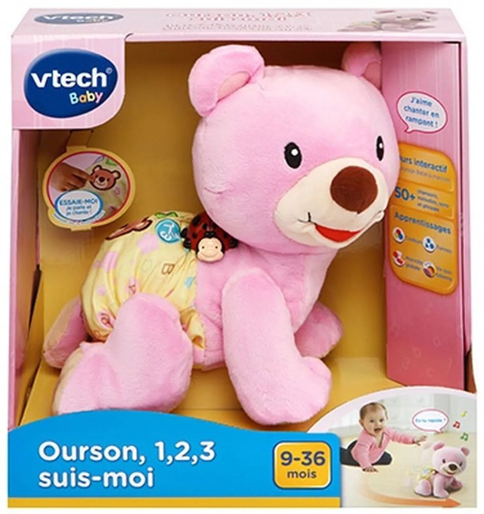 Peluche Vtech Baby Bear, 1,2,3 Follow Me Musical Cor de Rosa