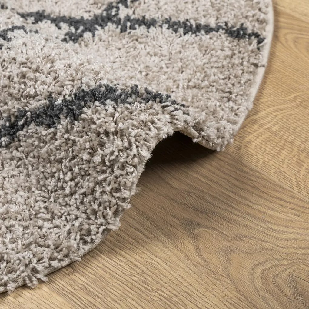 Tapete shaggy de pelo alto PAMPLONA Ø 120 cm bege e antracite