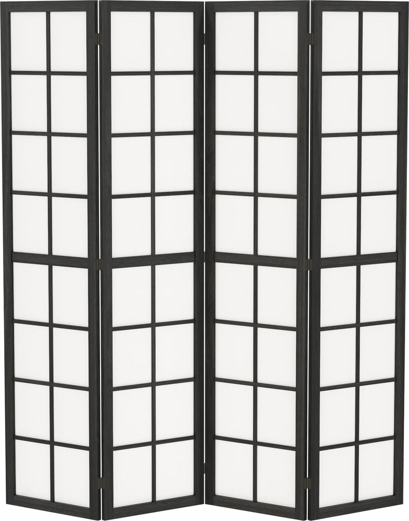 HOMCOM Biombo interior dobrável 4 painéis 160 x 170 cm separador de ambientes para sala quarto casa, preto | Aosom Portugal