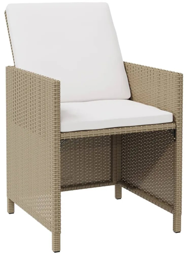 Cadeiras de jardim com almofadões 4 pcs vime PE bege