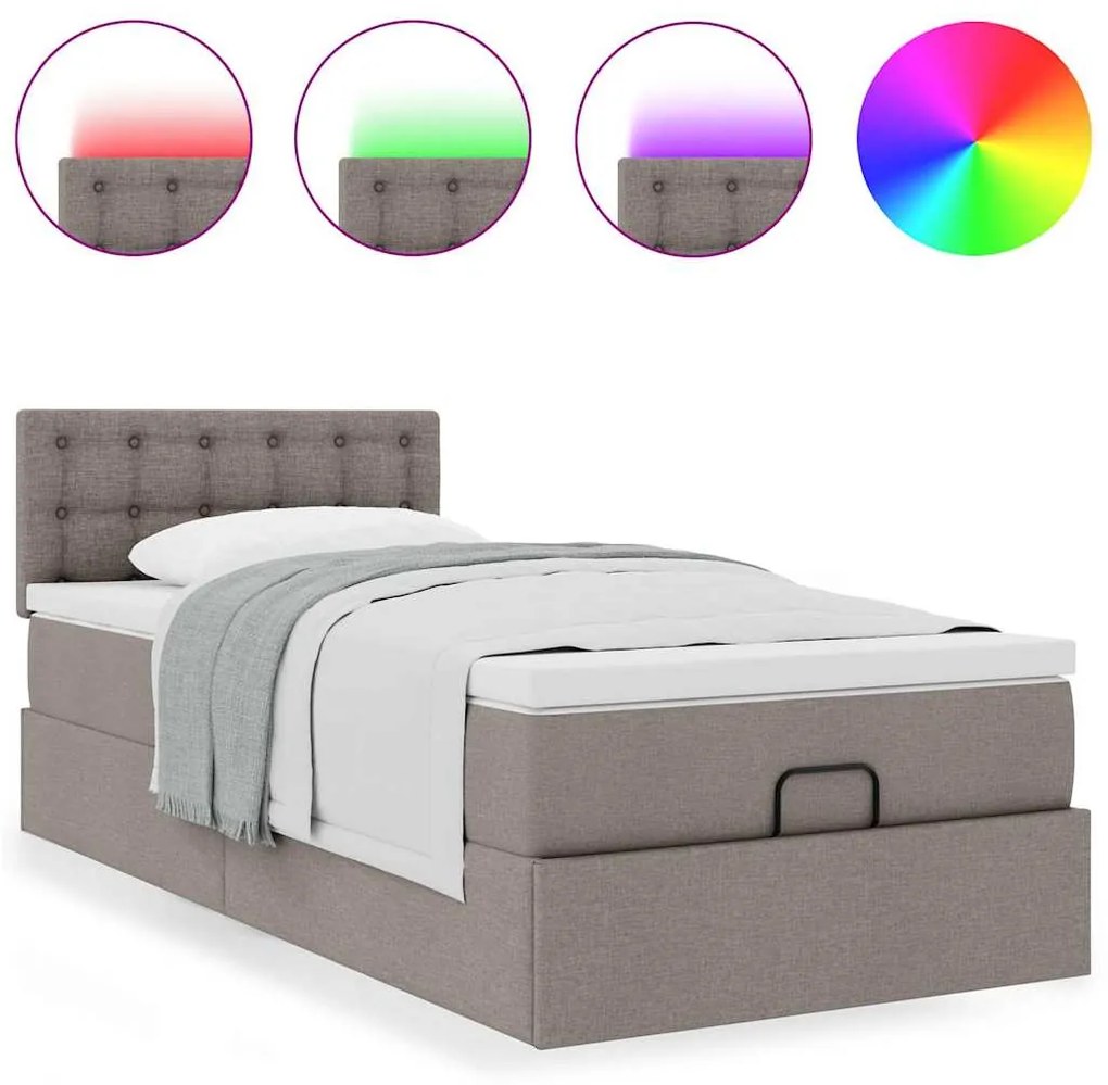 Cama otomana com colchão 100x200 cm tecido cinza
