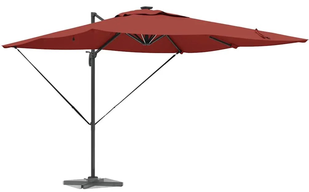 Parasol Cantilever Roma da com LEDs em terracota - 286 x 285 x 270 cm,