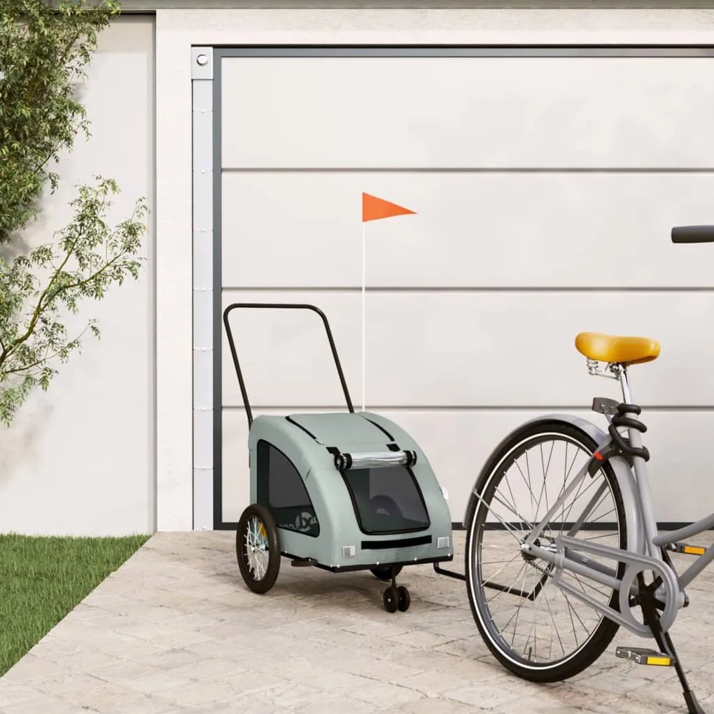 vidaXL Reboque bicicleta animais tecido oxford/ferro cinzento