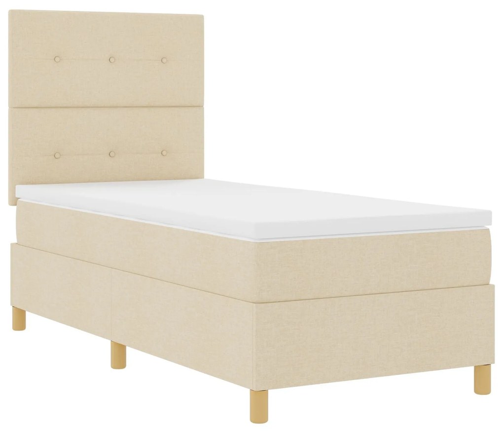 Cama Box Spring com Colchão Creme 80x200 cm Tecido
