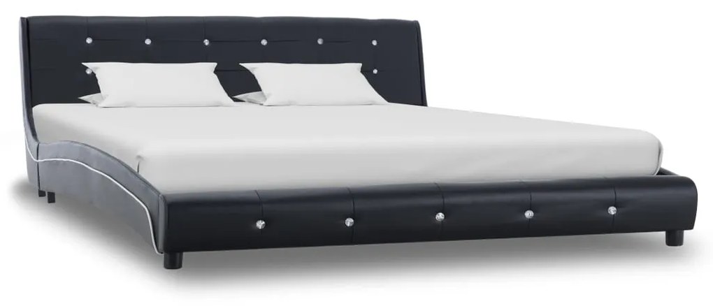 vidaXL Estrutura de cama 160x200 cm couro artificial preto