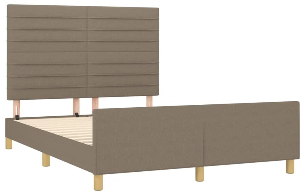 Cama sem colchão 140x190 cm tecido castanho-acinzentado
