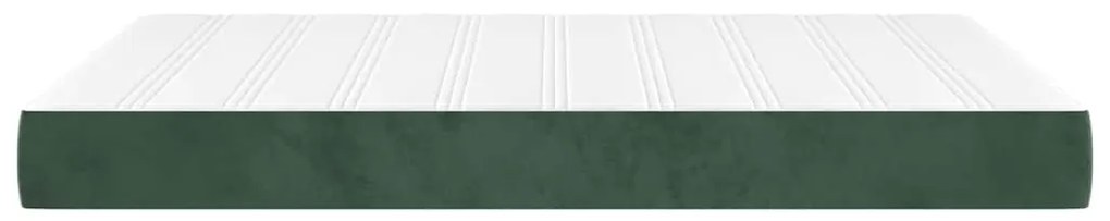 Colchão de molas ensacadas 120x210x20 cm veludo verde-escuro