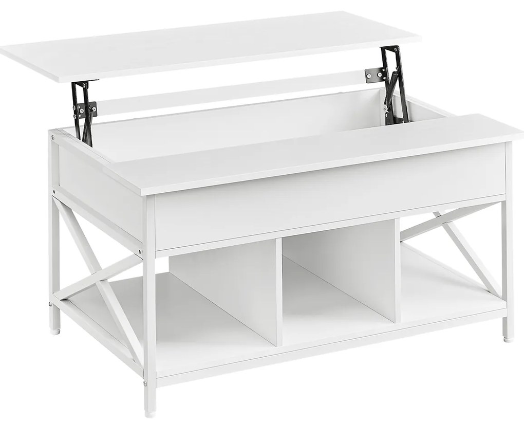 Mesa de centro ajustável em altura para sala de estar 60 x 100 x (48-62) cm Branca