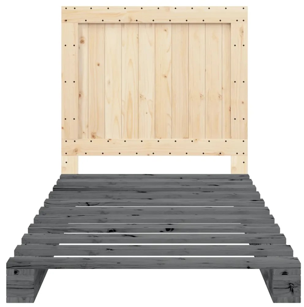 Estrutura de cama com cabeceira 100x200cm pinho maciço cinza