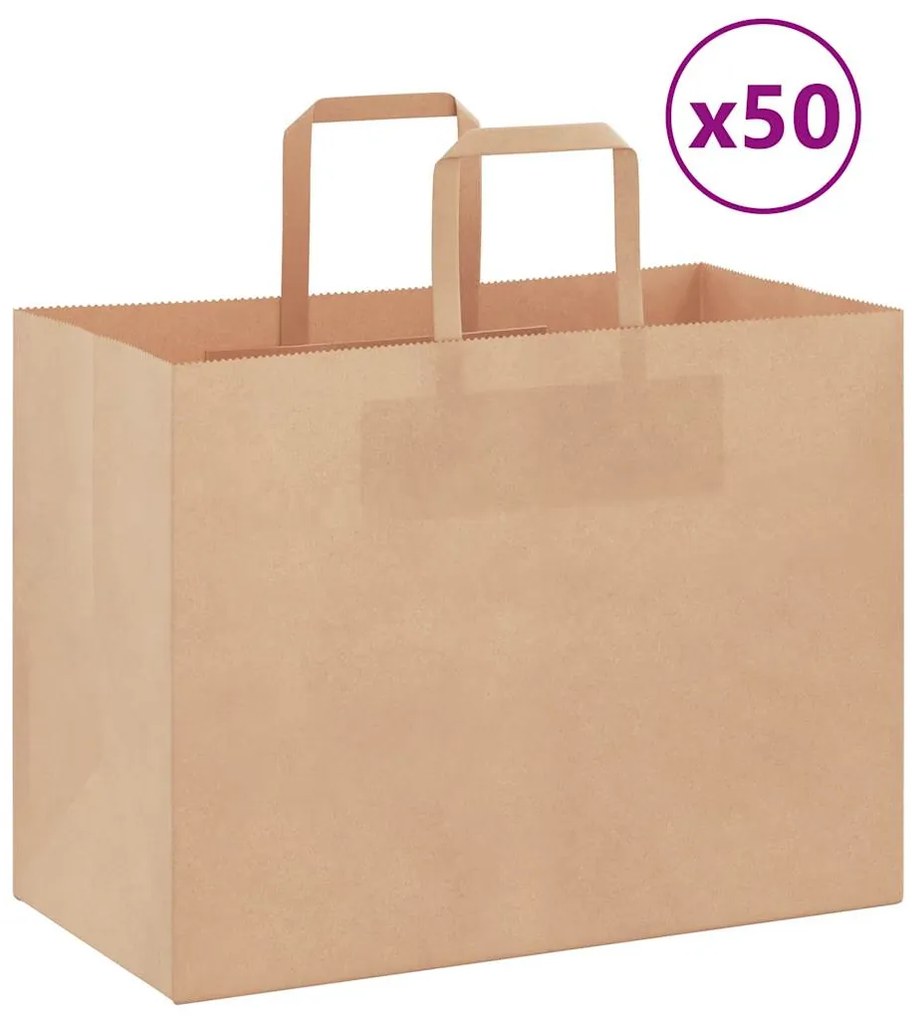 vidaXL Sacos de papel 50 unid com alças castanho 32x17x25 cm