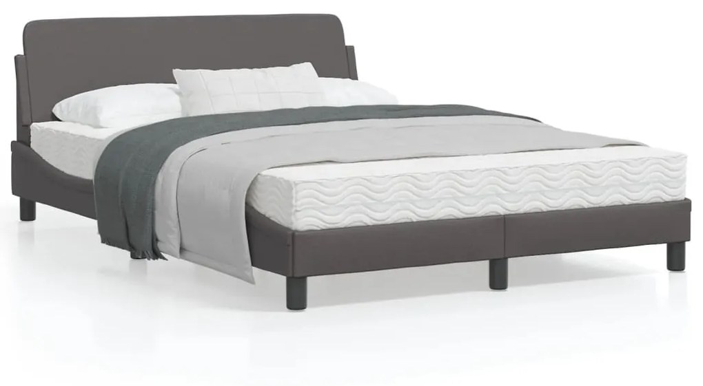 vidaXL Estrutura cama c/ cabeceira 140x190cm couro artificial cinzento
