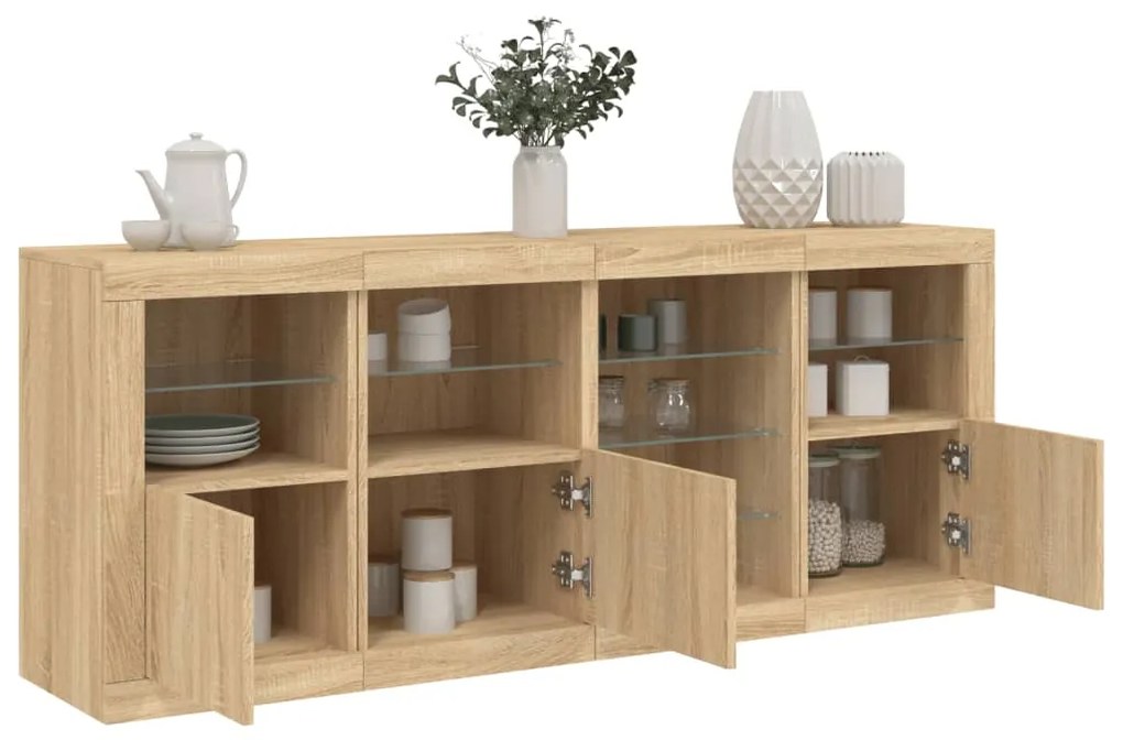 vidaXL Aparador com luzes LED 164x37x67 cm carvalho sonoma