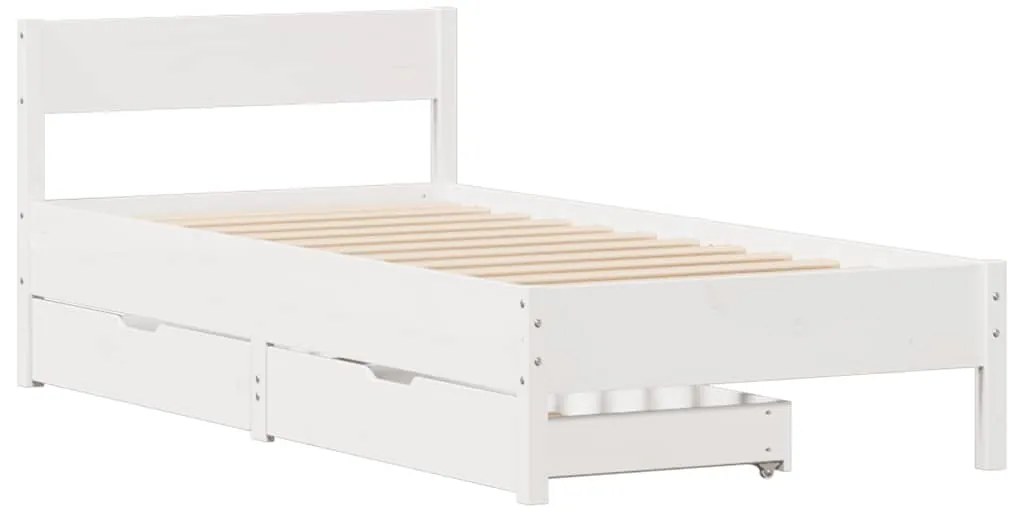 Cama sem colchão 90x190 cm madeira de pinho maciça branco