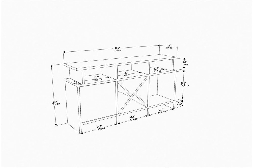 Móvel TV Auburn – Antracite e Branco – 120x29,9x60,6 cm