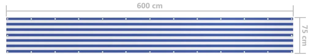 Tela de varanda 75x600 cm tecido Oxford branco e azul