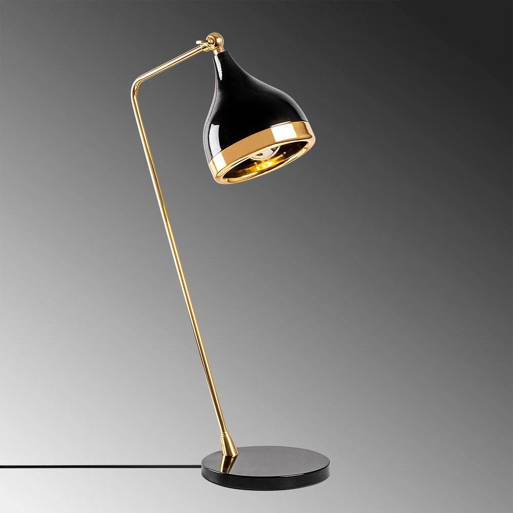 Candeeiro de Mesa Yildo – Preto e Dourado – 30 x 30 x 60 cm