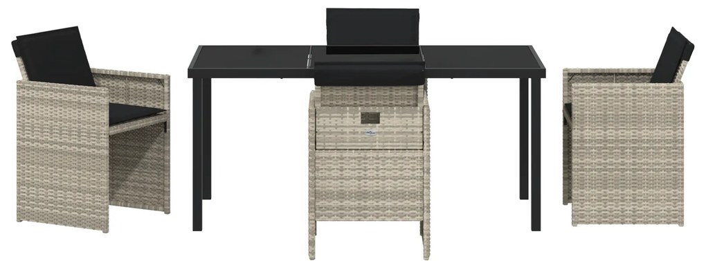 Conjunto de Jantar de 5 Peças vidaXL com Almofadas Cinza Claro de Ratt