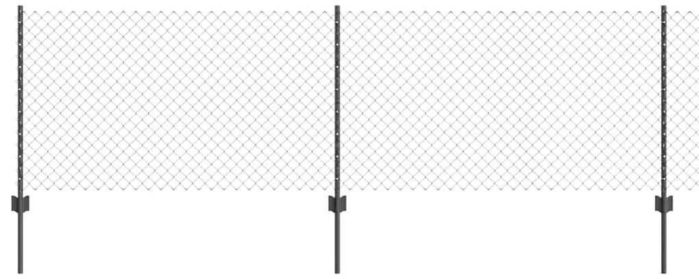 Cerca de Cadeia com 22 Postes U Cinza 0.8x25 m Aço