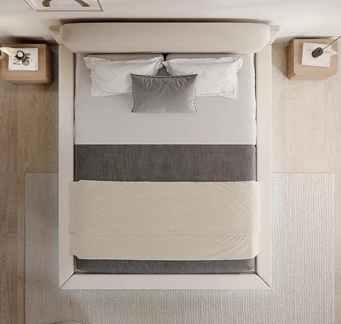 Cama de Casal Flutuante "Beatrice" em Bege - 150x190 cm – Design Moder
