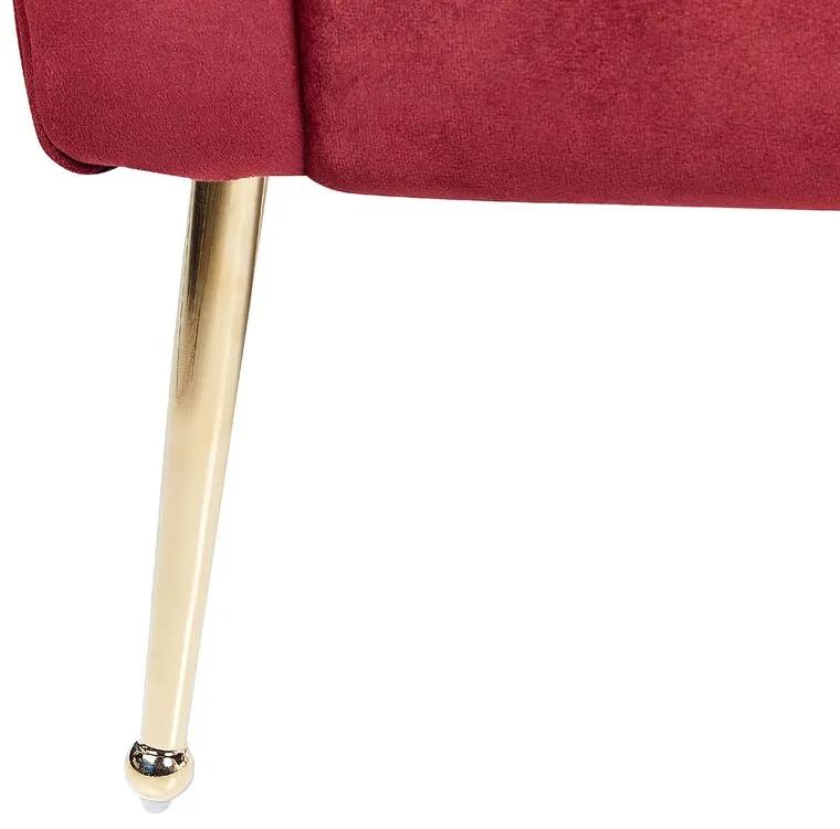 Chaise-longue em veludo vermelho escuro NANTILLY Beliani