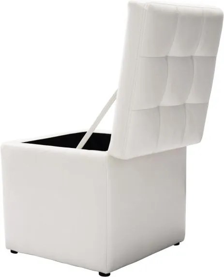 Banco de arrumação pufe com tampa estanque em PU para hall de entrada quarto 40 x 40 x 40 cm Branco