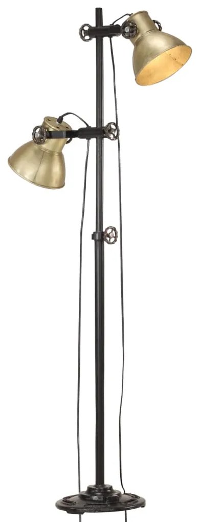 vidaXL Candeeiro de pé com 2 abajures E27 ferro fundido bronze