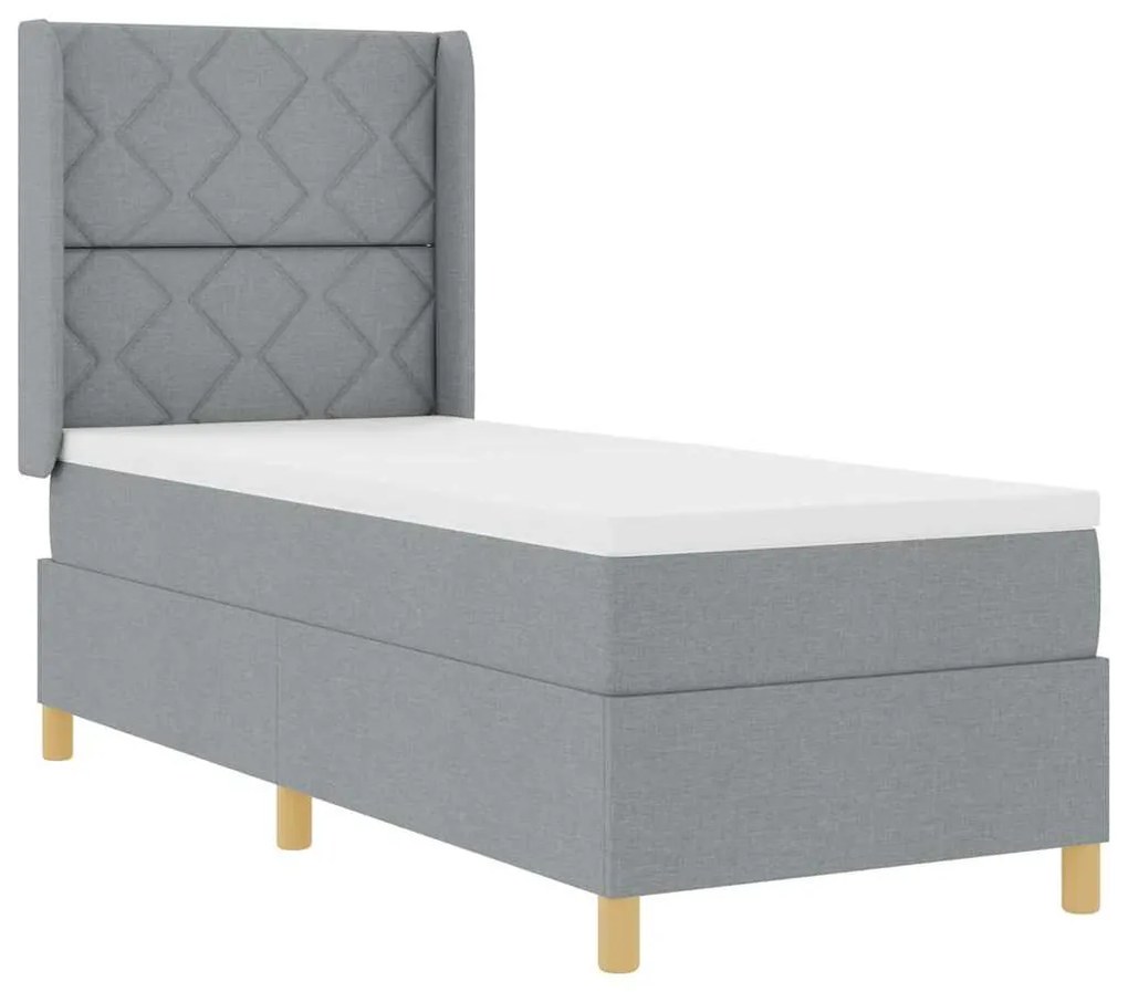 Cama Box Spring vidaXL com Colchão &amp; Luz LED Cinza Claro 80x200 cm Tec