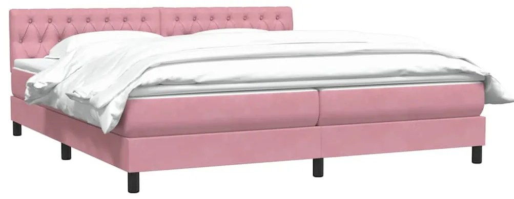 Cama com molas/colchão rosa 180x220 cm veludo