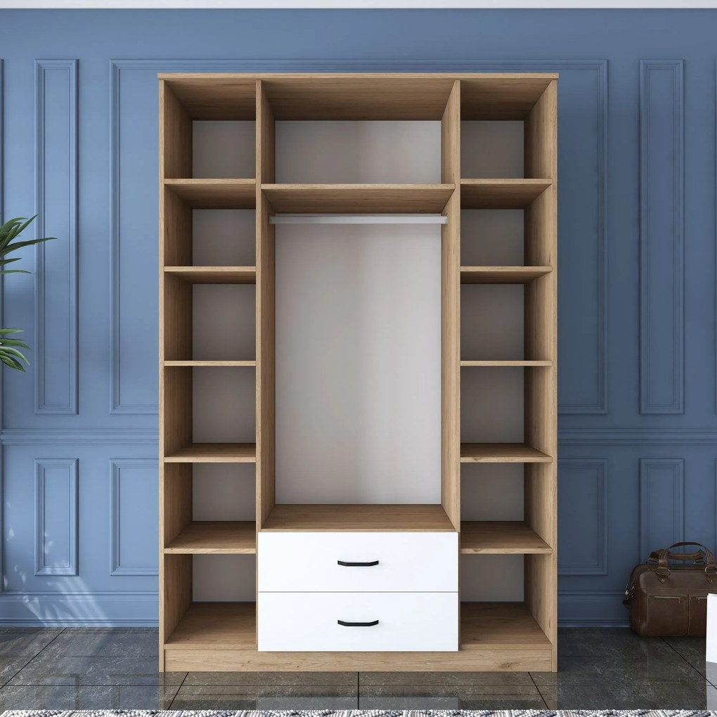 Guarda-Roupa BA131 – Nogueira e Branco – 210x210x51,5 cm
