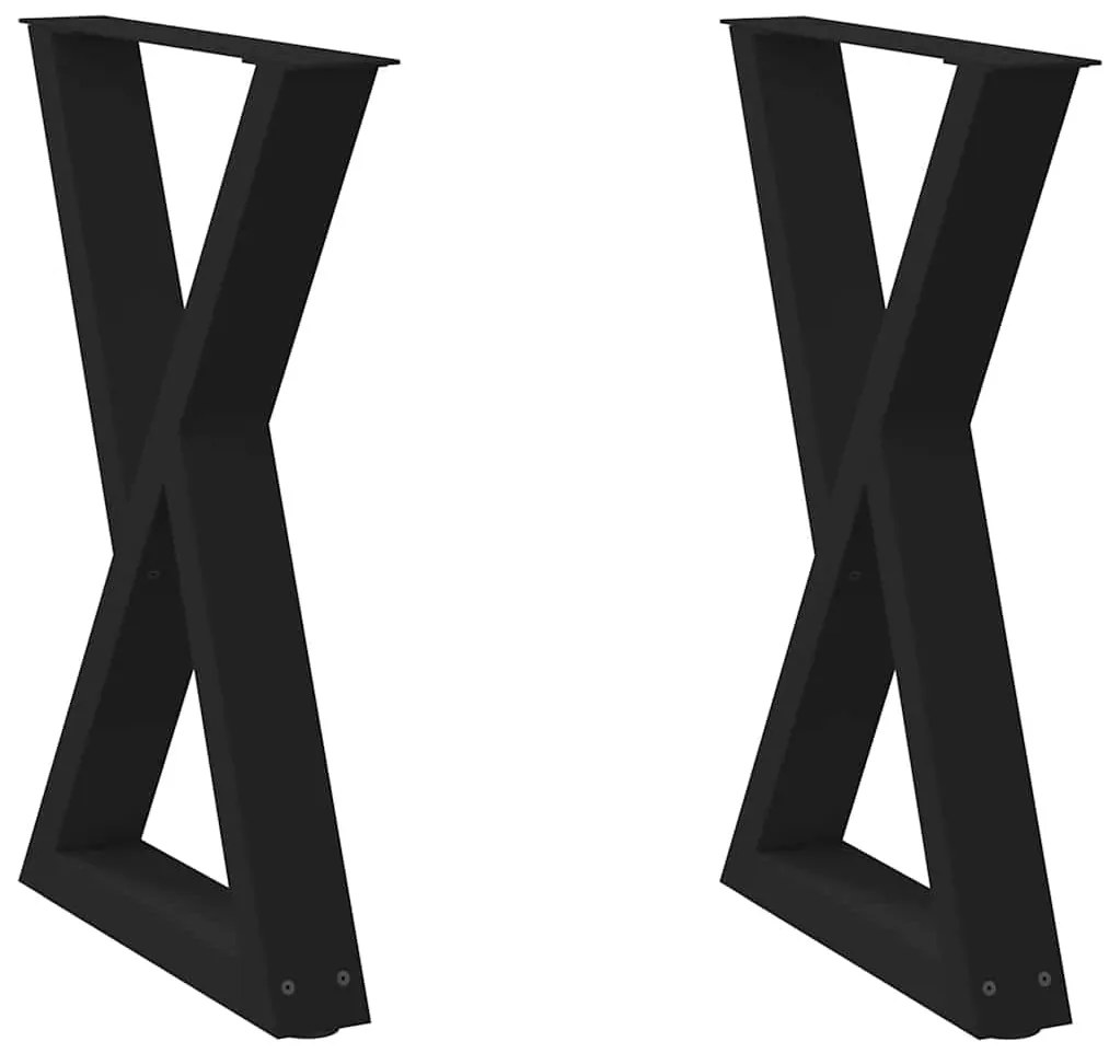 Pés para mesa de jantar 2 peças preto 60x(72-73,3) cm aço
