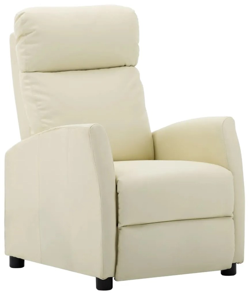 289717 vidaXL Cadeira reclinável couro artificial creme