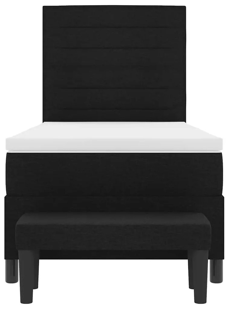 Cama Box com Colchão e Banco Preto 100x200 cm Tecido