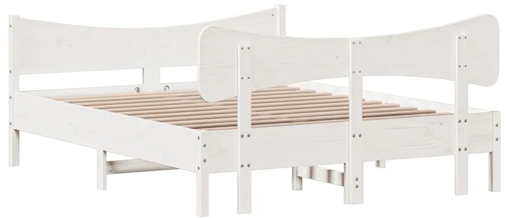 Cama sem colchão 150x200 cm madeira de pinho maciça branco