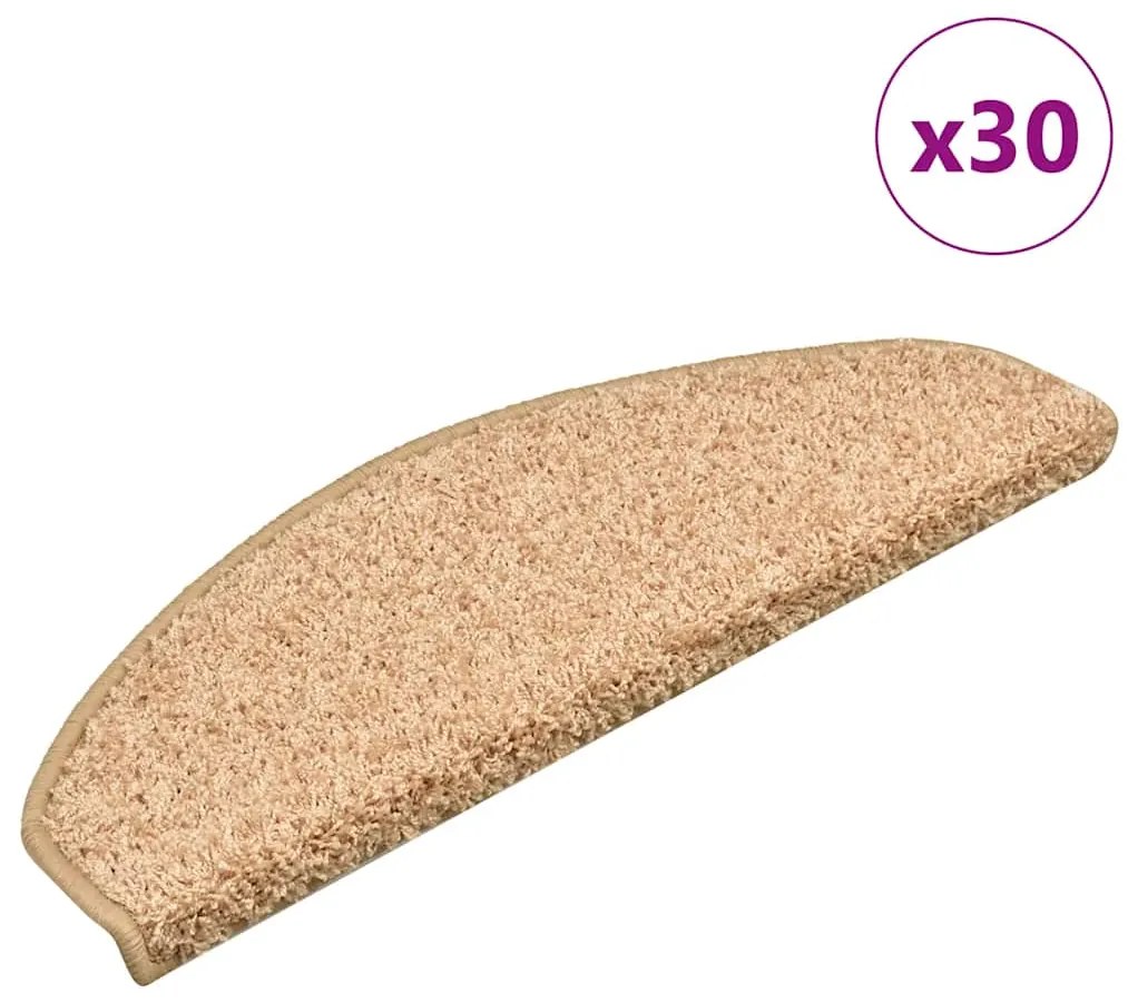 vidaXL Tapetes de escadas 30 pcs 65x21x4 cm dourado