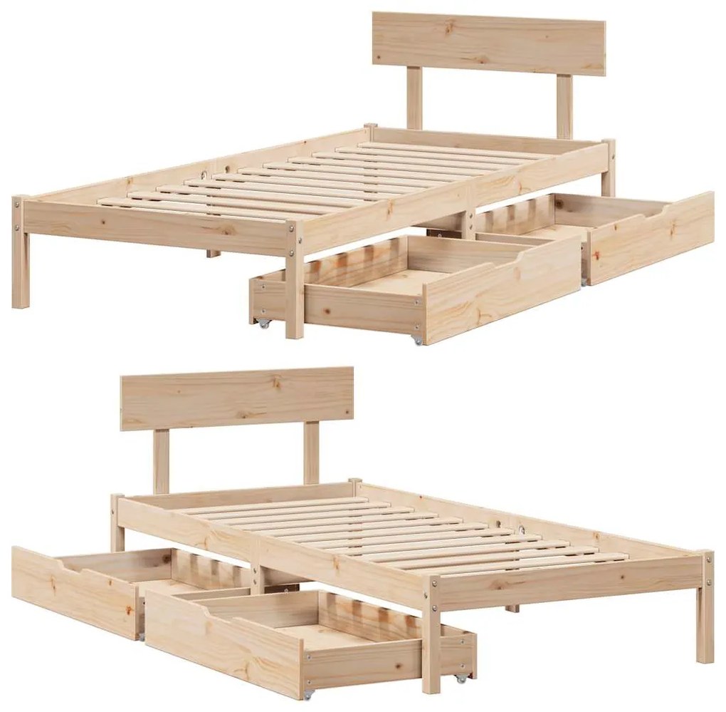 Cama sem colchão 90x200 cm madeira de pinho maciça