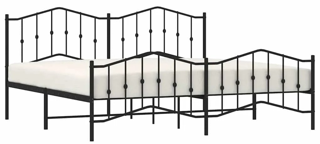 Estrutura de cama com cabeceira e pés 193x203 cm metal preto