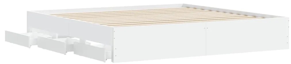 Estrutura de cama c/ gavetas 200x200cm derivados madeira branco