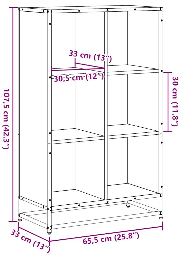 Estante 65,5x33x107,5 cm derivados de madeira cinzento sonoma