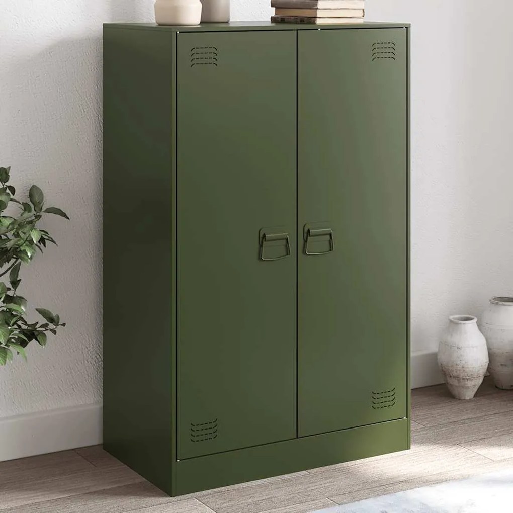 vidaXL Aparador 67x39x107 cm aço verde azeitona