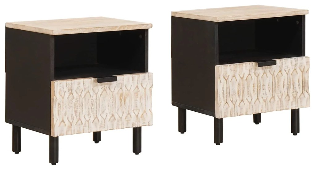 vidaXL Armário de Cabeceira com gaveta 2 pcs Branco 40 x 33 x 46 cm