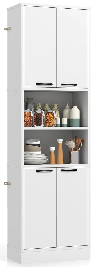 Armário de despensa de cozinha de 75 polegadas, armário alto com portas e prateleiras - carvalho branco